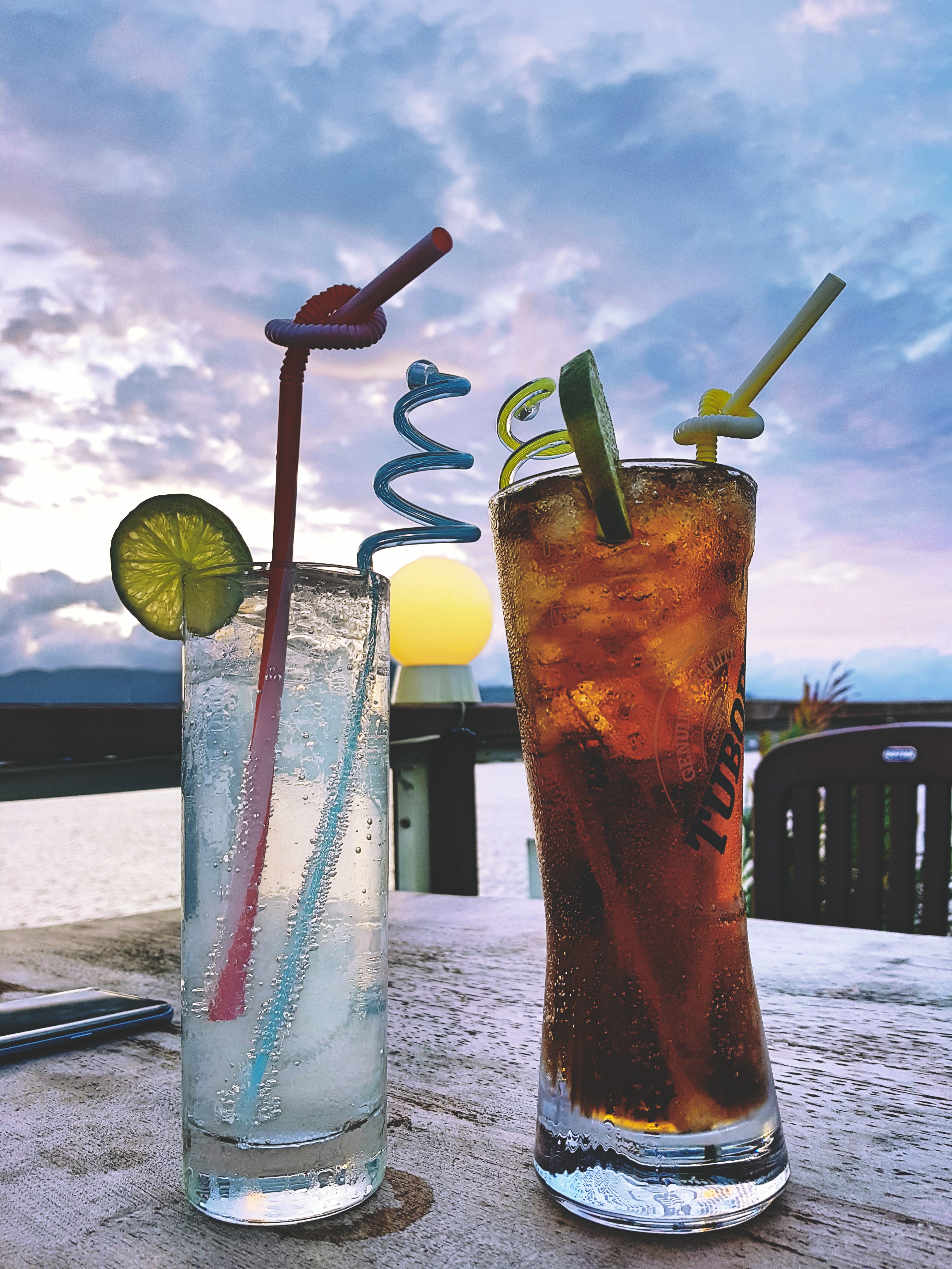 sunset cocktails on Kampot River